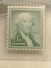 Uncirculated 1954 George Washington 1 ¢ Cent Stamp Rich Green Color Original Gum picture
