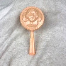 Vintage Celluloid Baby Rattle Peach Cream Molded Face Retro Collectible Toy picture