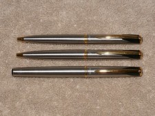 PARKER INFLECTION SET ~ STAINLESS/GOLD ~ ROLLER, BALLPOINT, PENCIL ~ NEW REFILLS picture
