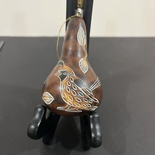 Lucuma Peruvian Quail Bird Ornament Hand Painted Etched Gourd Rattles picture