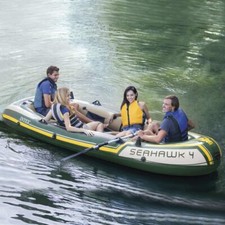 Large 4 Person Heavy Duty Inflatable Boat Set with Pump Oars 1000 Lb Capacity picture