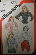 Vintage 1982 Simplicity 5871 Sewing Pattern Misses' Blouse Size 10 UNCUT  picture