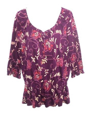 NEW WOMEN'S CROFT & BARROW MULTICOLOR FLORAL PRINT 3/4 SLEEVE TOP SIZE L BNWT picture
