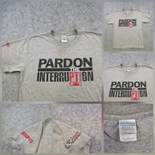 VTG Pardon The Interruption T Shirt Mens Medium Gray ESPN Graphic Gildan Tee picture
