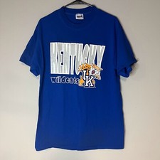 VTG 90s Kentucky Wildcats Blue White Graphic T-Shirt BIKE Single Stitch Adult XL picture