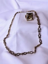 MONET Costume Jewelry Warm Gold Tones Faux Smoky Topaz  Set picture
