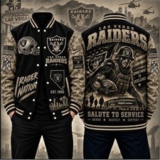 Las Vegas Raiders Black 2026 Salute to Service Baseball Jacket picture