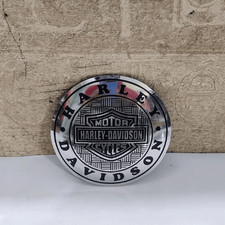 Classic Harley Davidson Style Round Emblem Silver Stainless 8cm 3.15