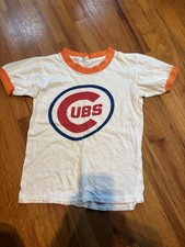 VTG 70s Chicago Cubs Ringer T Shirt Youth L 14-16 Fits Smaller Artex Bullseye picture