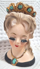 Vtg 1964 Inarco, Head Vase, Lady Aileen Dark Blond Lady, Tiara Jewels Eyelashes picture