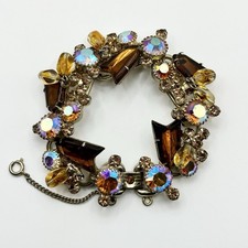 Vintage Juliana D&E Cha Cha Dangle Rhinestone Bracelet Book Piece READ picture