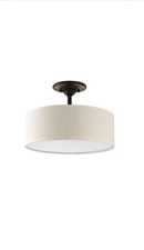 Progress Lighting Inspire 13-in Antique Bronze 2 -Light Semi-flush Fabric Shade picture