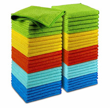 AIDEA Microfiber Cleaning Cloth  -50 Pk Multicolor Lint Free Reusable  picture