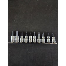 Klutch 10 Piece SAE Hex Bit Socket Set Drive CR V Steel with Rail picture