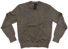 Club Monaco Men's Texture Twill Crew Sweater Taupe Merino Wool Knit Pullover picture