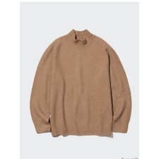 NWT Uniqlo 3D Knit Seamless Soufflé Yarn Mock Neck Sweater Men's MediumBrown picture