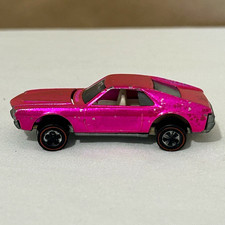 1969 Hot Wheels Redline Custom AMX Hot Pink Magenta White Interior USA Vintage picture