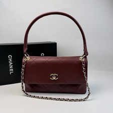 Deep Wine Diamond Quilted Lambskin Flap Bag Gold Chain Handbag with Top Handle picture