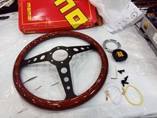 MOMO 350mm 14inch Heritage Indy Black Woodgrain Mahogany Wood Steering Wheel picture