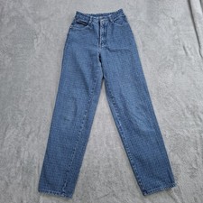 Vtg 1980s Grid Print Blue Jeans Union Bay Sz 9 22
