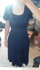 Benson and Smith Women's Vintage Blue Floral Jacquard Maxi Dress Short Sleeve picture