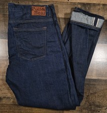 Pull & Bear Raw Selvedge Jeans 34x30 Blue Denim Pants Regular Slim Fit picture