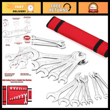 16-Piece Super-Thin Open End Wrench Set, SAE & Metric, Chrome Vanadium Steel, Po picture