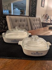 Vtg CorningWare Blue Cornflower Casserole Set P-1-B 1 Qt & P-16-B 11