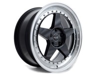 Kudo Racing Wheels Rims 18x8 5x114.3 Black with Polish Lip 20.7 LBS Mazda 3 5 6 picture