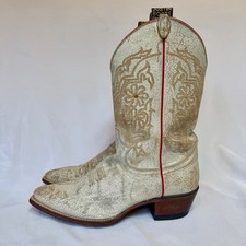 Justin Women's Vintage Distressed Crackle Leather Cowboy Boots Size 8.5 B picture