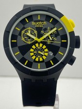 Amazing Men's Swatch Checkpoint Quartz Black & Gray Dial Date Working Wristwatch picture