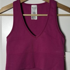 Athleta Magenta Aurora Moisture Wicking Seamless Breatheable Crop Rib Tank Top picture