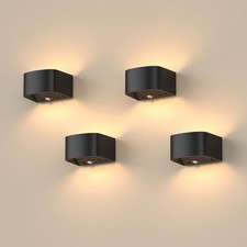 Modern Black LED Wall Sconce Motion Sensor Remote Wireless 600lm 4 Pack Indoor picture