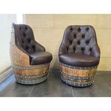 Luxury Wine Barrel Captain Chair Movable ( Barrel Chair - Whiskey Barrel Chair) picture