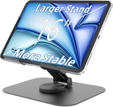 Larger Metal Tablet Stand, Adjustable 360° Rotation Holder Grey  picture