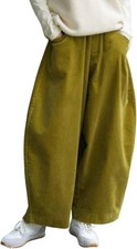 Women Corduroy Barrel Pants Wide Leg Vintage Mid Rise Y2k Baggy Boyfriend Pants picture