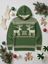 Vintage V28 Holiday Hooded Sweater Pullover Winter Layering Festive picture