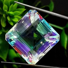 48.15 Ct Certificate Natural Asscher Rainbow Color Mystic Quartz Loose Gemstone picture