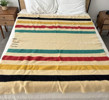 Antique Hudson Bay Company 3.5 Point Wool Stripe Blanket  1920's 55 x 70 Inches picture