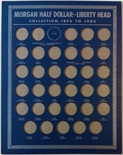 1938 Whitman Publishing Morgan Liberty Head Barber Half Dollar 365 Coin Board picture