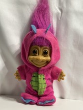 Vintage Russ Berrie Troll Doll Dragon Dinosaur Costume  Pink Outfit 5
