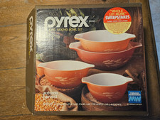 Vintage Pyrex Autumn Harvest 4-Piece Cinderella Mixing Bowl Set #440-49 NEW picture