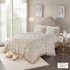 Madison Park 3 Pieces 100% Cotton Quilt Set, Chenille Tufted, Boho Medallion picture