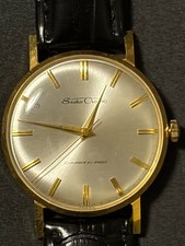 Seiko Crown Vintage Gold Silver 21jewels Round Manual Winding Mens Watch Auth picture