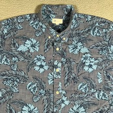Gap Shirt Mens XL Blue Floral Chambray Button Down Casual Preppy 100% Cotton picture