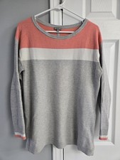 T by Talbots Women's Medium Coral Gray Side Zipper Detailed Sweater Long Sleeve picture