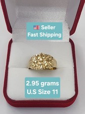 Brand New 10k solid Gold Nugget Ring Men’s Size 11 Comes With Box Can Be Resized picture