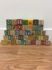 Vintage Children’s Wooden Play Blocks Lot Of 41 picture