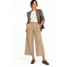 Liverpool Los Angeles Wide Leg Cropped Trouser Tan Pleated Pants Size 8/29 picture