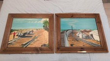 Rare Authentic Framed Set Jim Williams Florida Keys Railroad Paintings 1993 picture